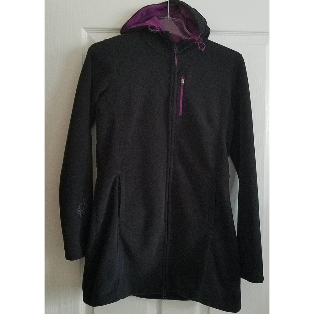 ATHLETA Swara Dk Grey/Purple Fleece Hood Jacket XS